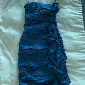 Bebe Metallic Blue Cocktail Dress